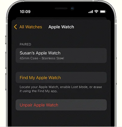 unpair apple watch from iphone